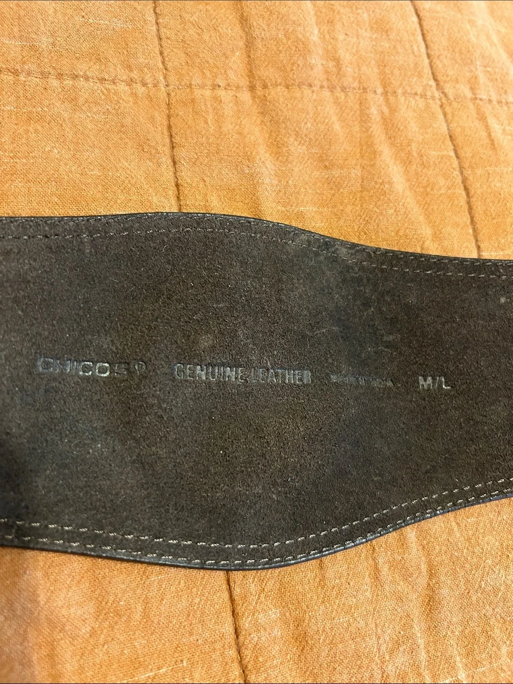 Chico’s brown leather braided decoration front belt
